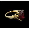 Image 2 : 9.37ct Ruby and Diamond Ring - 14KT Yellow Gold