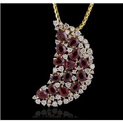 14KT Yellow Gold 7.00ctw Ruby and Diamond Pendant With Chain