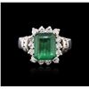 Image 1 : 14KT White Gold 3.07ct Emerald and Diamond Ring