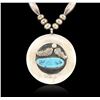 Image 1 : Sterling Silver and Turquoise Medallion Necklace  33.28 grams