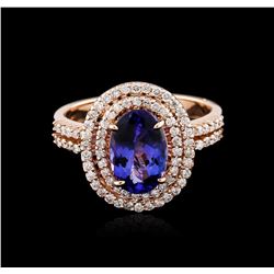 14KT Rose Gold 1.99ct Tanzanite and Diamond Ring