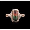 Image 1 : 2.04ct Bi-Color Tourmaline and Diamond Ring - 14KT Rose Gold