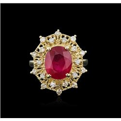 14KT Yellow Gold 5.37ct Ruby and Diamond Ring