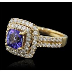 14KT Yellow Gold 1.76ct Tanzanite and Diamond Ring