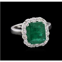 3.17ct Emerald and Diamond Ring - 14KT White Gold