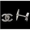 Image 2 : 1.00ctw Diamond Cufflinks - 14KT White Gold