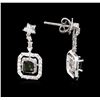 Image 2 : 0.85ctw Green Tourmaline and Diamond Earrings - 14KT White Gold