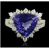Image 1 : 14KT White Gold 5.30ct Tanzanite and Diamond Ring