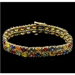 26.50ctw Multi Color Sapphire Bracelet - 14KT Yellow Gold