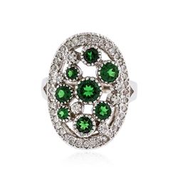 14KT White Gold 2.70ctw Tsavorite and Diamond Ring