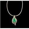 Image 2 : 14KT-18KT Yellow Gold GIA Certified 40.62ct Emerald & Diamond Pendant With Chain