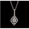 Image 1 : 18KT White Gold 0.80ctw Diamond Pendant with Chain