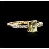 Image 2 : 14KT Yellow Gold 0.79ct Green Tourmaline and Diamond Ring