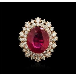 14KT Rose Gold 6.64ct Ruby and Diamond Ring