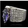 Image 2 : 18KT White Gold 3.25ct Tanzanite and Diamond Ring