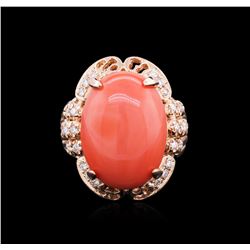 14.35ct Pink Coral and Diamond Ring - 14KT Rose Gold