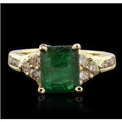 14KT Yellow Gold 2.45ct Emerald and Diamond Ring