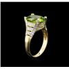 Image 3 : 4.24ct Peridot and Diamond Ring - 14KT Yellow Gold
