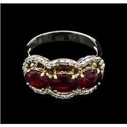 3.16ctw Ruby and Diamond Ring - 14KT Two-Tone Gold