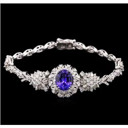 4.31ct Tanzanite and Diamond Bracelet - 14KT White Gold