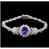 Image 1 : 4.31ct Tanzanite and Diamond Bracelet - 14KT White Gold