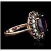Image 2 : 14KT Rose Gold 3.68ct Amethyst & Diamond Ring