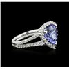 Image 2 : 14KT White Gold 5.22ct Tanzanite and Diamond Ring