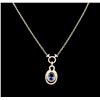 Image 1 : 6.15ct Tanzanite and Diamond Necklace - 14KT Yellow Gold