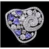 Image 2 : 14KT White Gold 1.60ctw Tanzanite and Diamond Ring