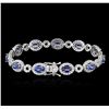 Image 2 : 14KT White Gold 6.50ctw Sapphire and Diamond Bracelet