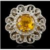 Image 1 : 14KT White Gold 3.40ct Citrine & Diamond Ring
