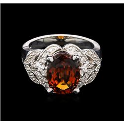 6.28ct Malaya Garnet and Diamond Ring - 14KT White Gold