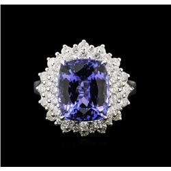 6.63ct Tanzanite and Diamond Ring - 18KT White Gold