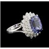Image 2 : 6.63ct Tanzanite and Diamond Ring - 18KT White Gold