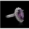 Image 2 : 14KT White Gold 5.50ct Amethyst and Diamond Ring