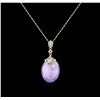 Image 2 : 30.54ct Jade and Diamond Pendant With Chain -  14KT Yellow Gold