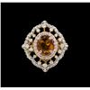 Image 2 : 1.20ct Orange Tourmaline and Diamond Ring - 14KT Tri-Color Gold