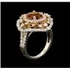 Image 3 : 1.20ct Orange Tourmaline and Diamond Ring - 14KT Tri-Color Gold