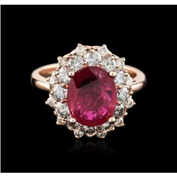 14KT Rose Gold 4.41ct Ruby and Diamond Ring