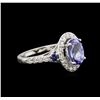 Image 2 : 2.31ct Tanzanite, Sapphire and Diamond Ring - 14KT White Gold