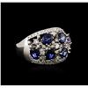 Image 2 : 14KT White Gold 3.12ctw Sapphire and Diamond Ring