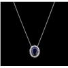 Image 1 : 25.71ct Sapphire and Diamond Pendant With Chain - 14KT White Gold
