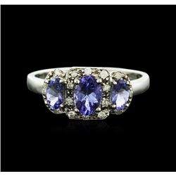 14KT White Gold 0.99ctw Tanzanite and Tanzanite Ring