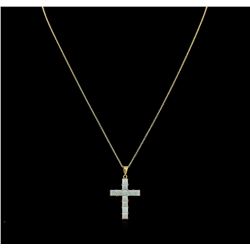 1.50ctw Opal Cross Pendant With Chain - 14KT Yellow Gold