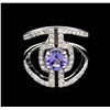 Image 1 : 1.10ct Tanzanite and Diamond Ring - 14KT White Gold