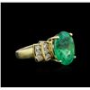 Image 2 : 14KT Yellow Gold GIA Certified 6.19ct Emerald and Diamond Ring