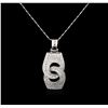 Image 2 : 14KT White Gold 0.83ctw Diamond Pendant With Chain