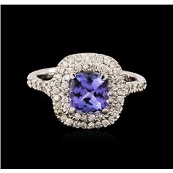 14KT White Gold 1.11ct Tanzanite and Diamond Ring