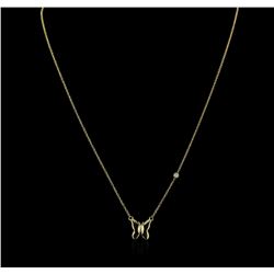 14KT Yellow Gold 0.03ct Diamond Butterfly Necklace