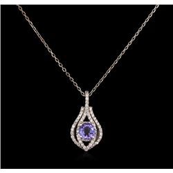 1.16ct Tanzanite and Diamond Necklace - 14KT White Gold